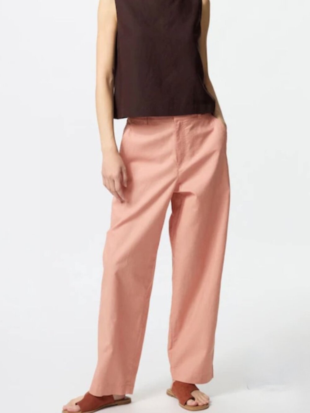 Uniqlo Pink Cropped Wide-Leg Pants